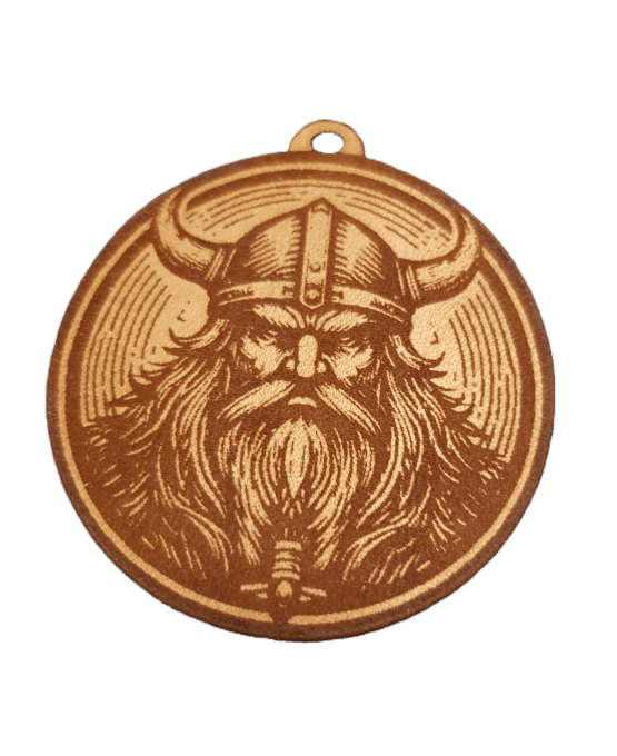 Médaillon en cuir Guerrier Viking fantasy à cornes